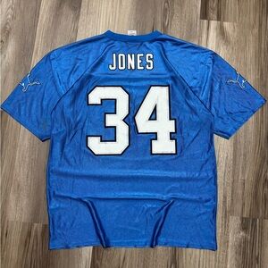 Vintage NFL Kevin Jones #34 Detroit Lions blue satin jersey • Size XL